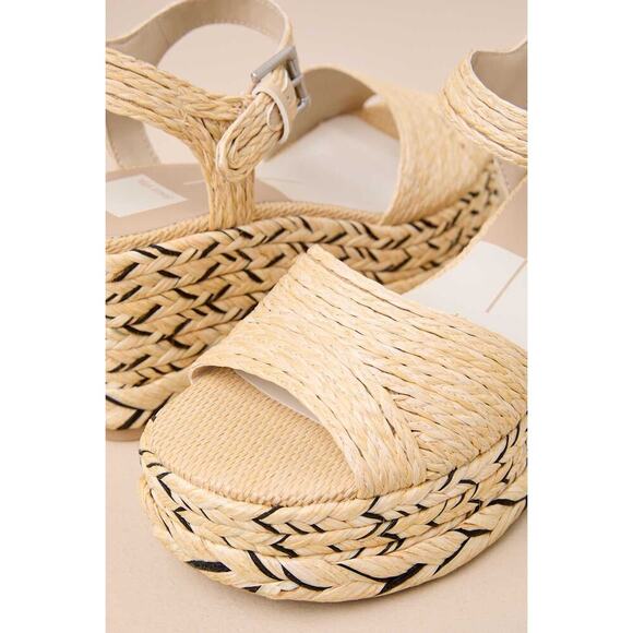 Dolce Vita Tiago Natural Braided Platform Ankle Strap Wedges - Picture 3 of 3